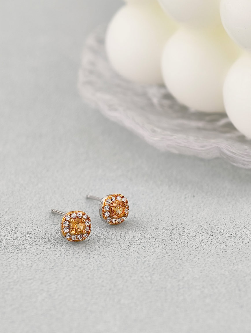 Natural Citrine Exquisite Style Sterling Silver Earrings