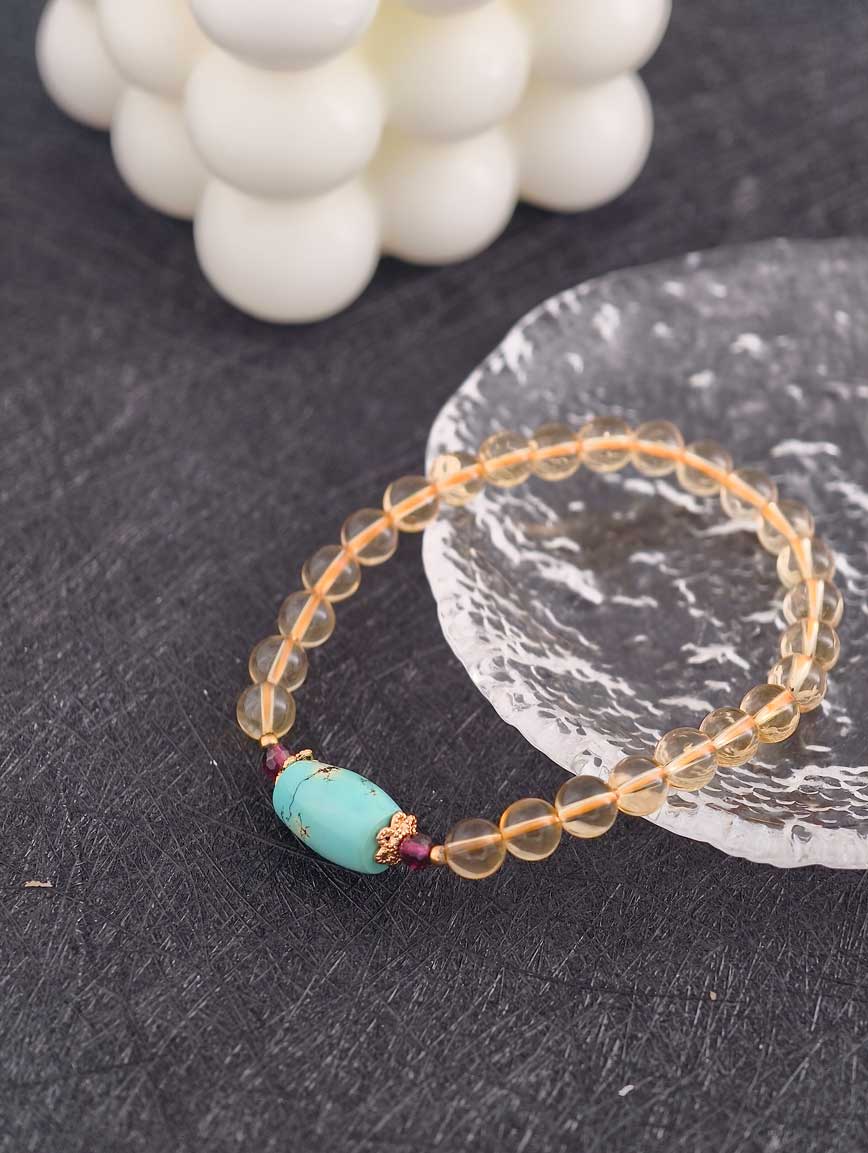 Natural Citrine and Turquoise Garnet Bracelet