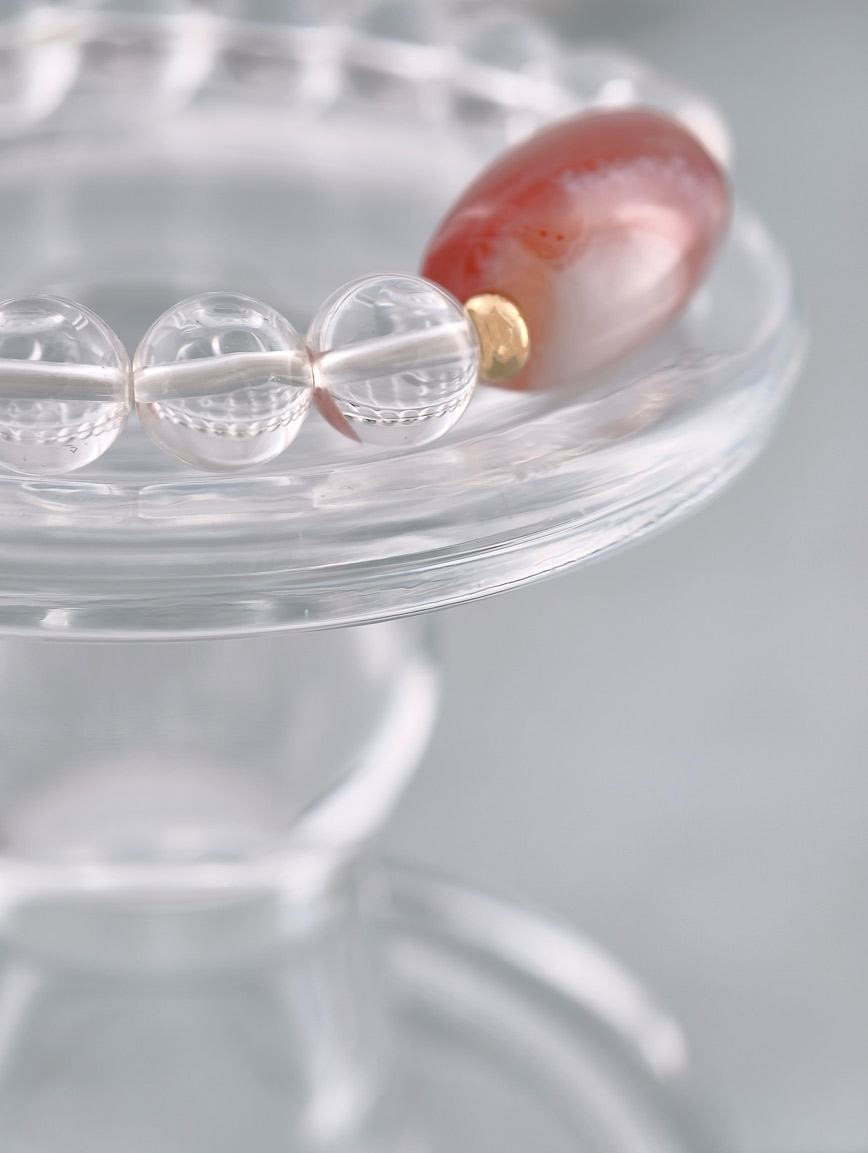 Natural Clear Quartz and South Red Agate Lucky Bead Bracelet