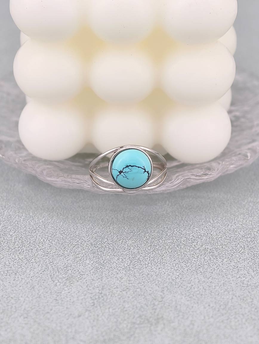 Natural Raw Mineral High Porcelain High Blue Turquoise Design Ring