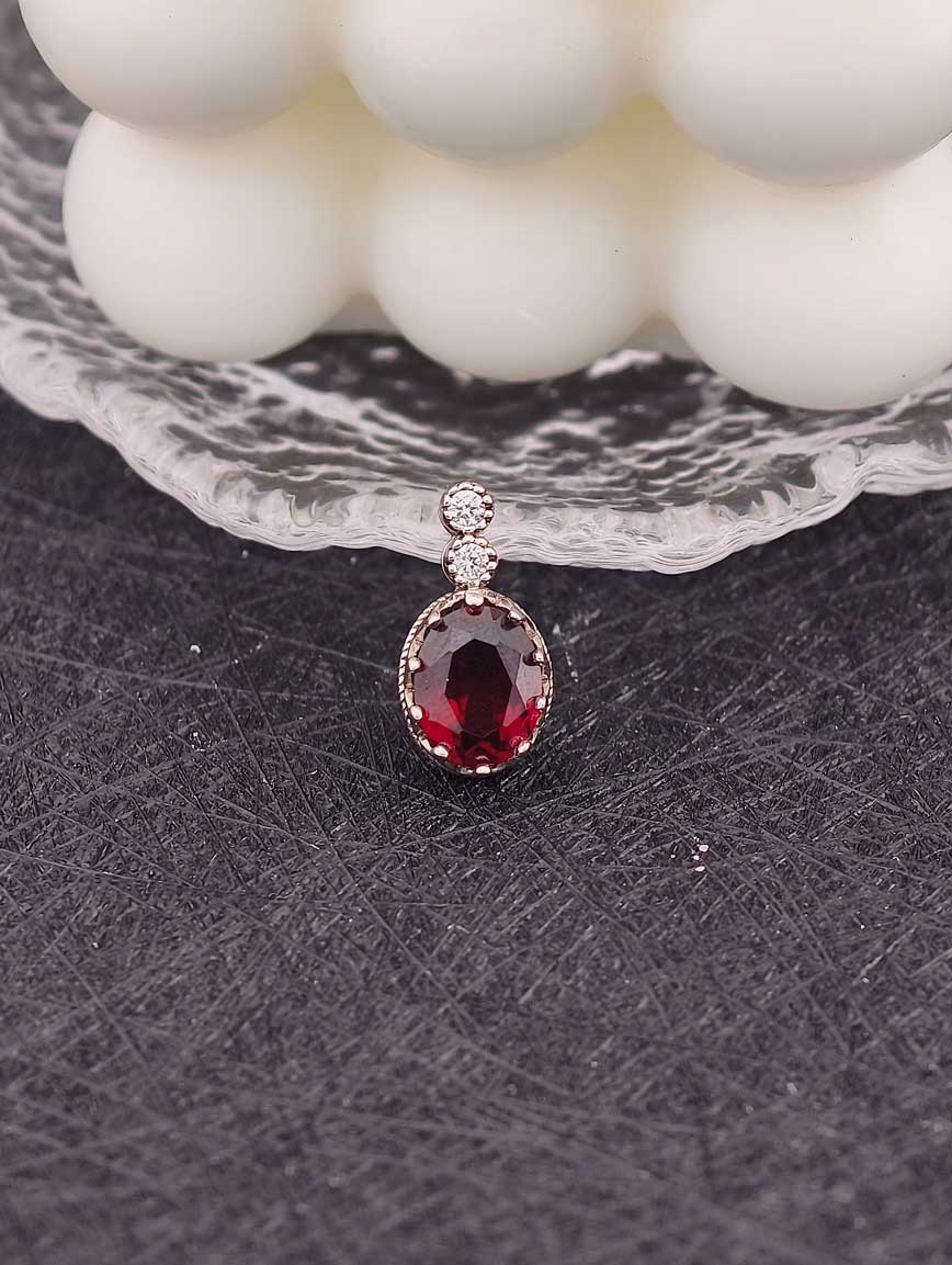 Natural Garnet Sterling Silver Pendant