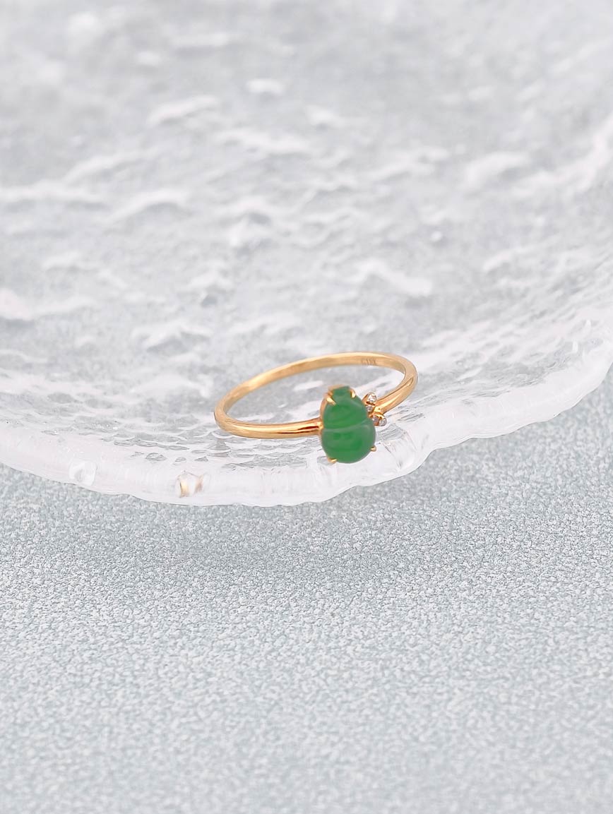Natural Jadeite Gourd Simple Ring