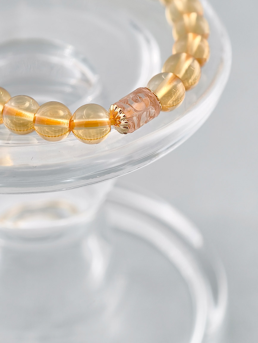 Natural Citrine and Yellow Tourmaline Lucky Bead Bracelet