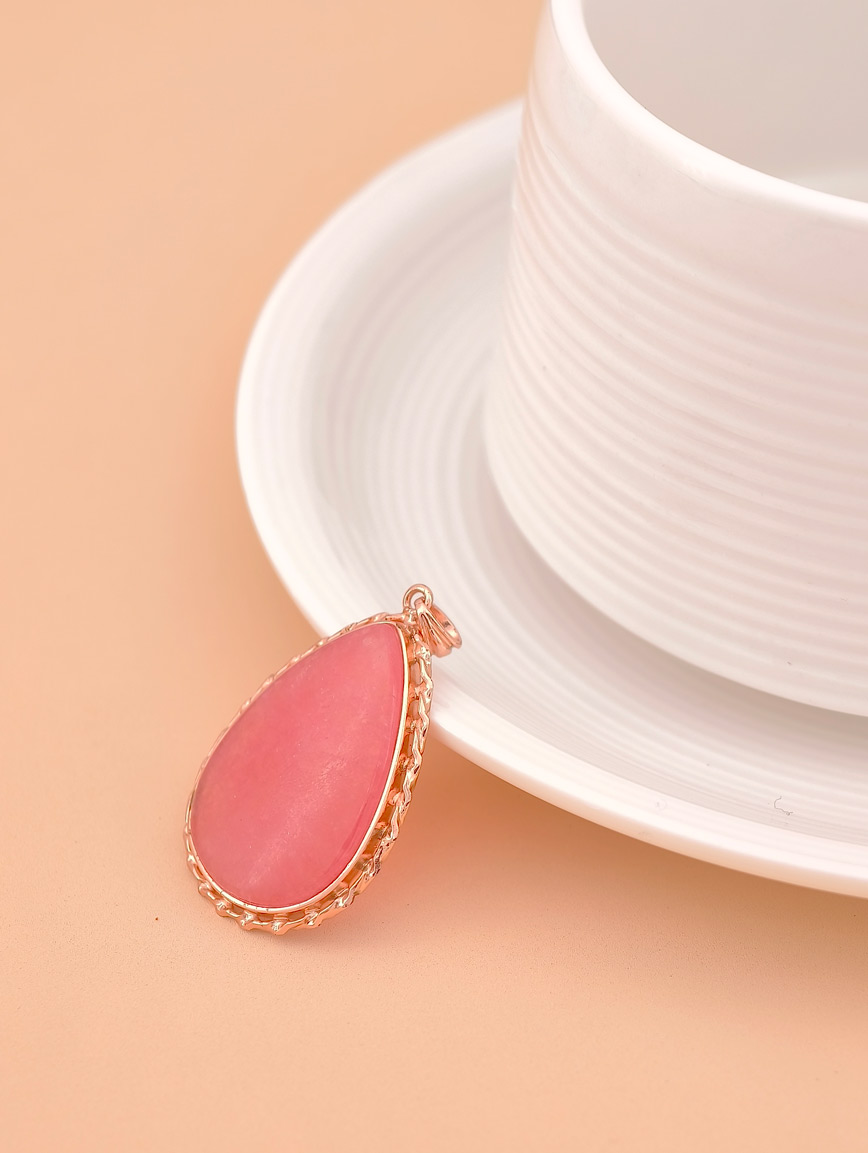Natural Water Drop Rhodochrosite Sterling Silver Pendant