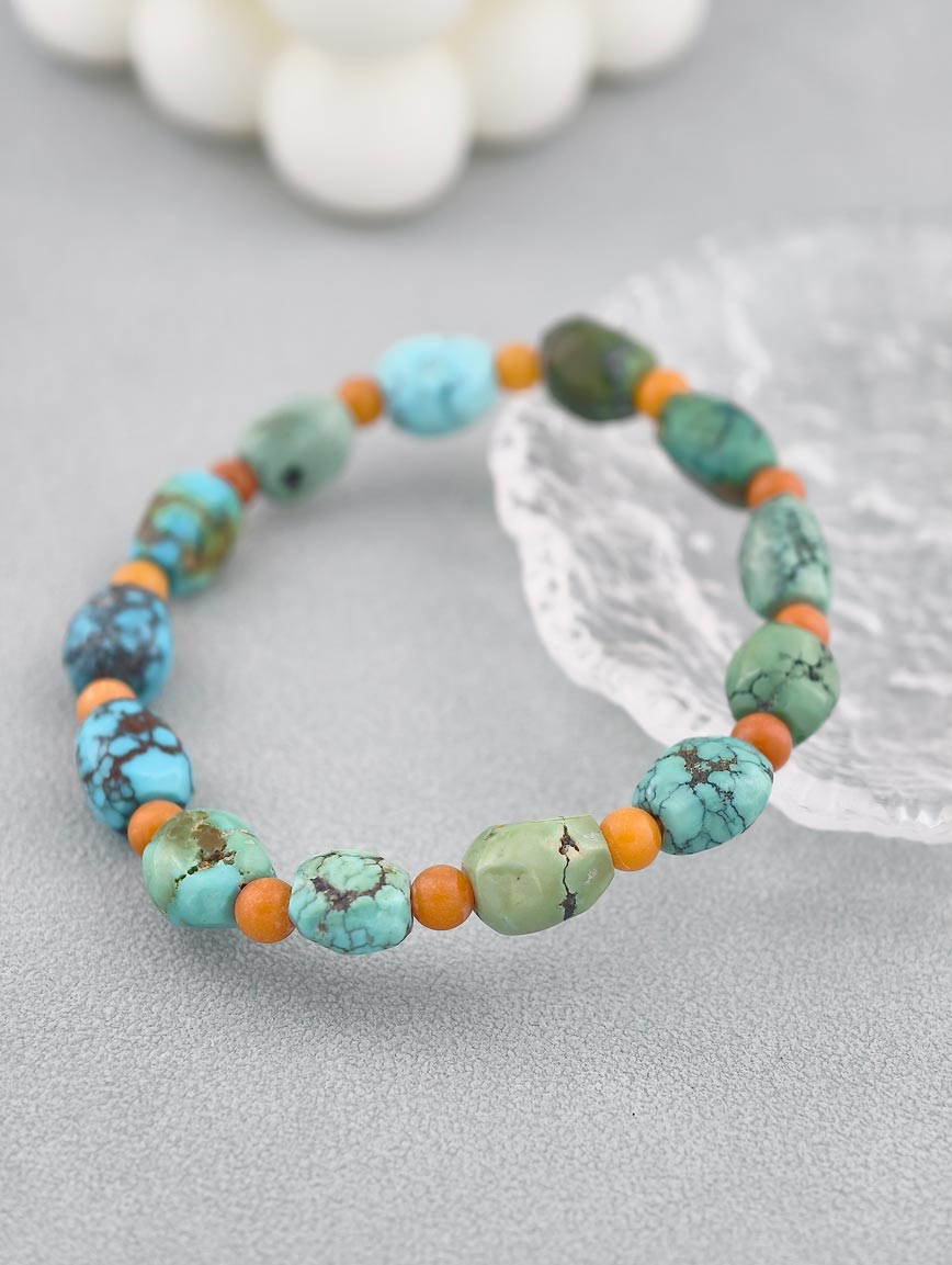 Natural Turquoise and Beeswax Bracelet