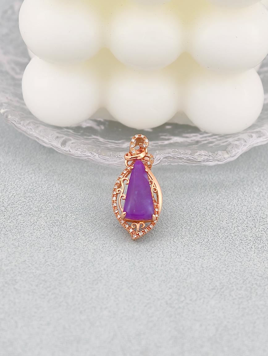 18K Gold Sugilite Diamond Pendant