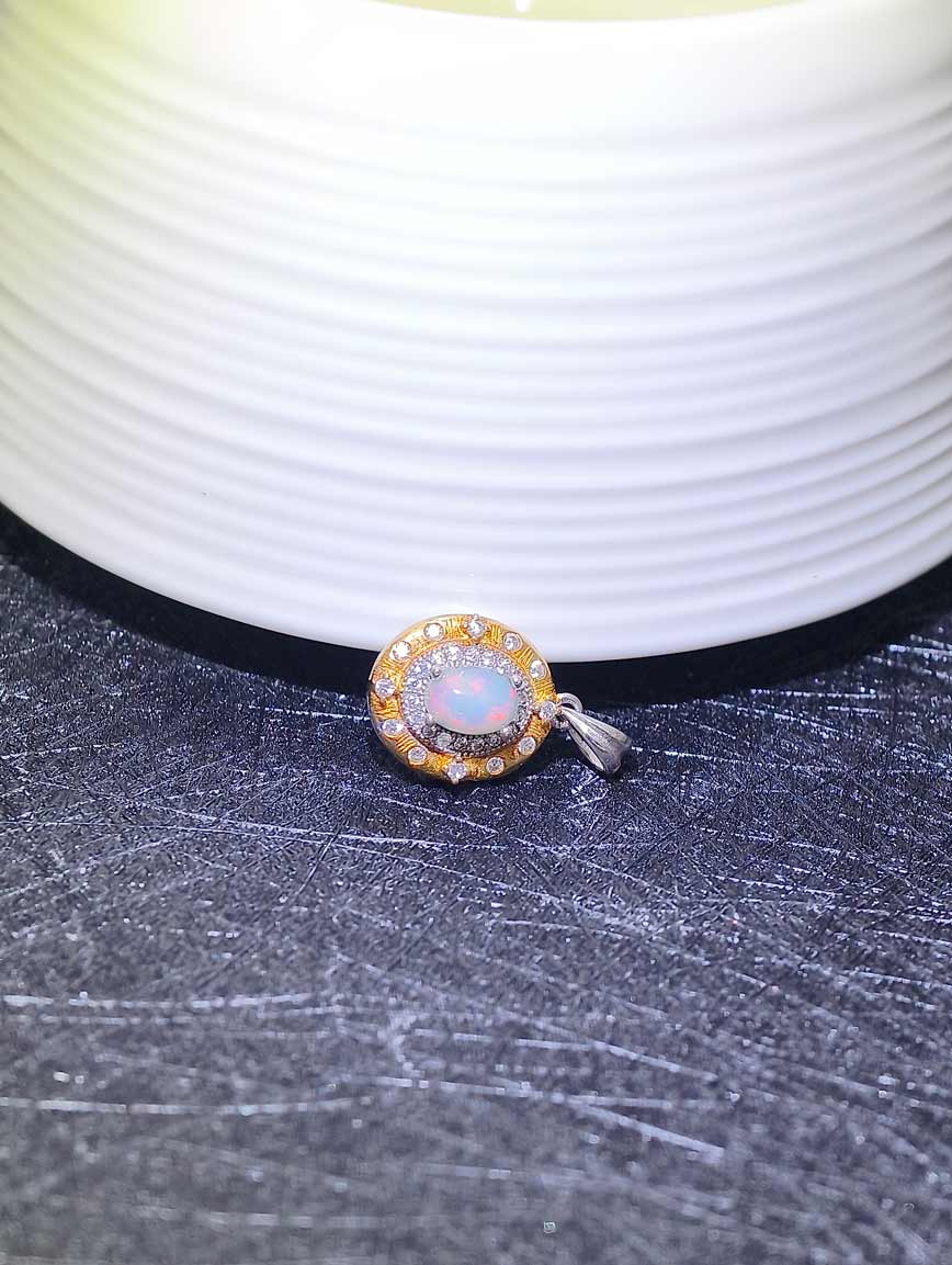 Natural Opal Sterling Silver Pendant