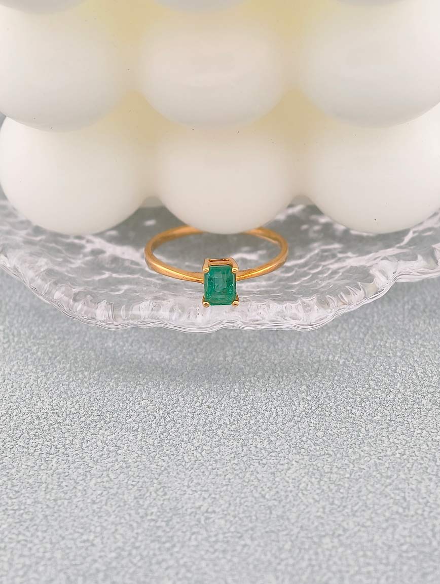 Natural Square Emerald Ring