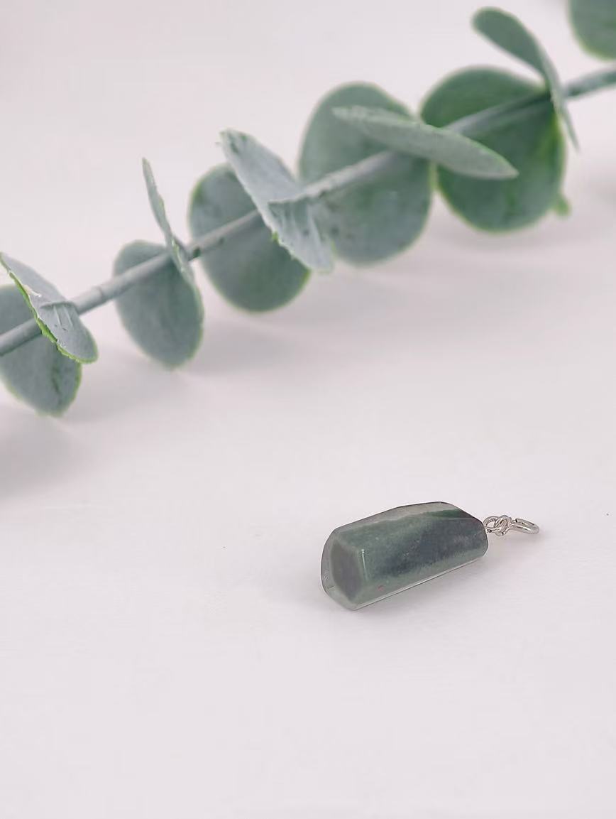 Natural Green Phantom Crystal Sterling Silver Pendant
