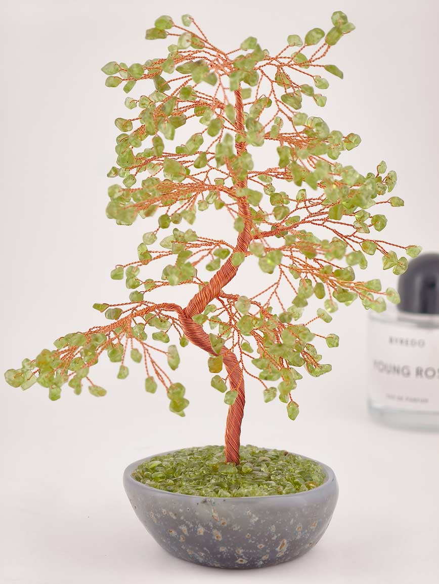 Natural Peridot Agate Cornucopia Tree