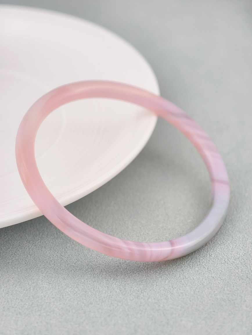 Natural Pink Chalcedony and Pink Agate Bracelet