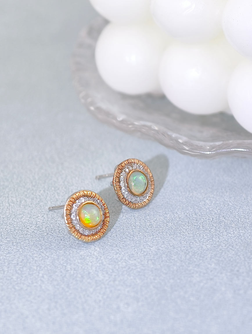 Natural Opal Sterling Silver Earrings