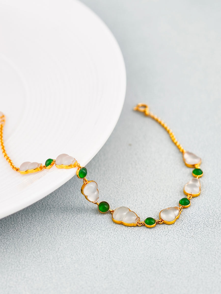18K Gold Jadeite Gourd Bracelet
