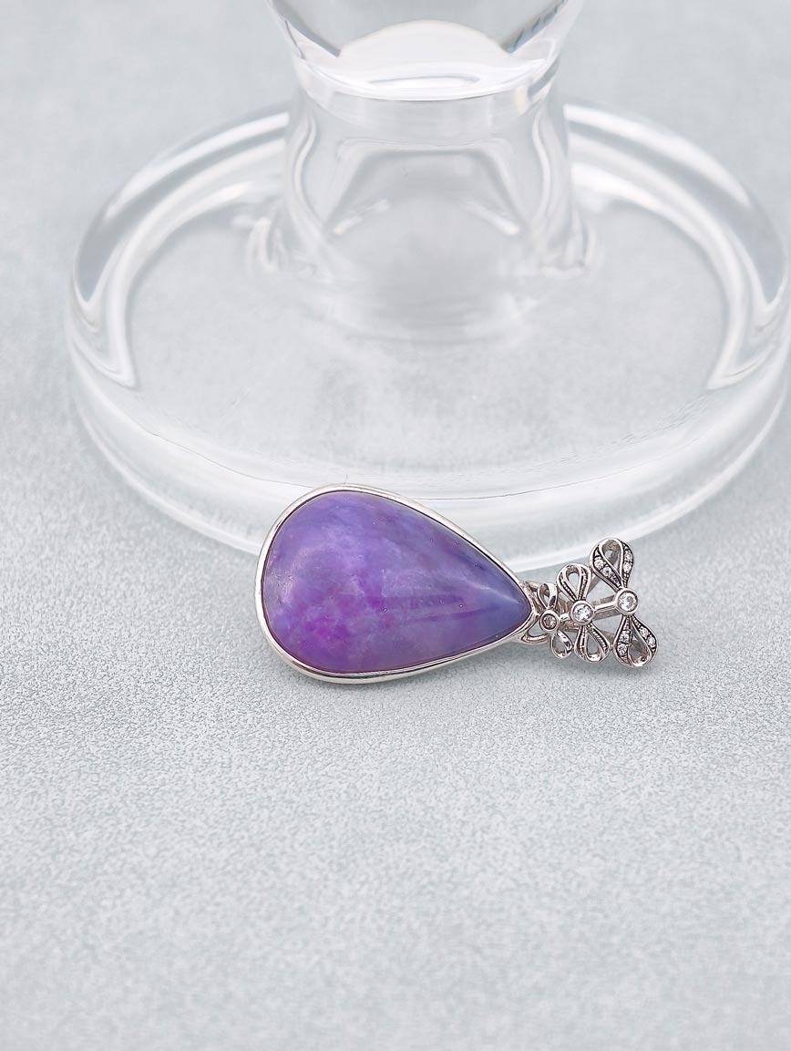 Natural Sugilite Delicate Style Sterling Silver Pendant