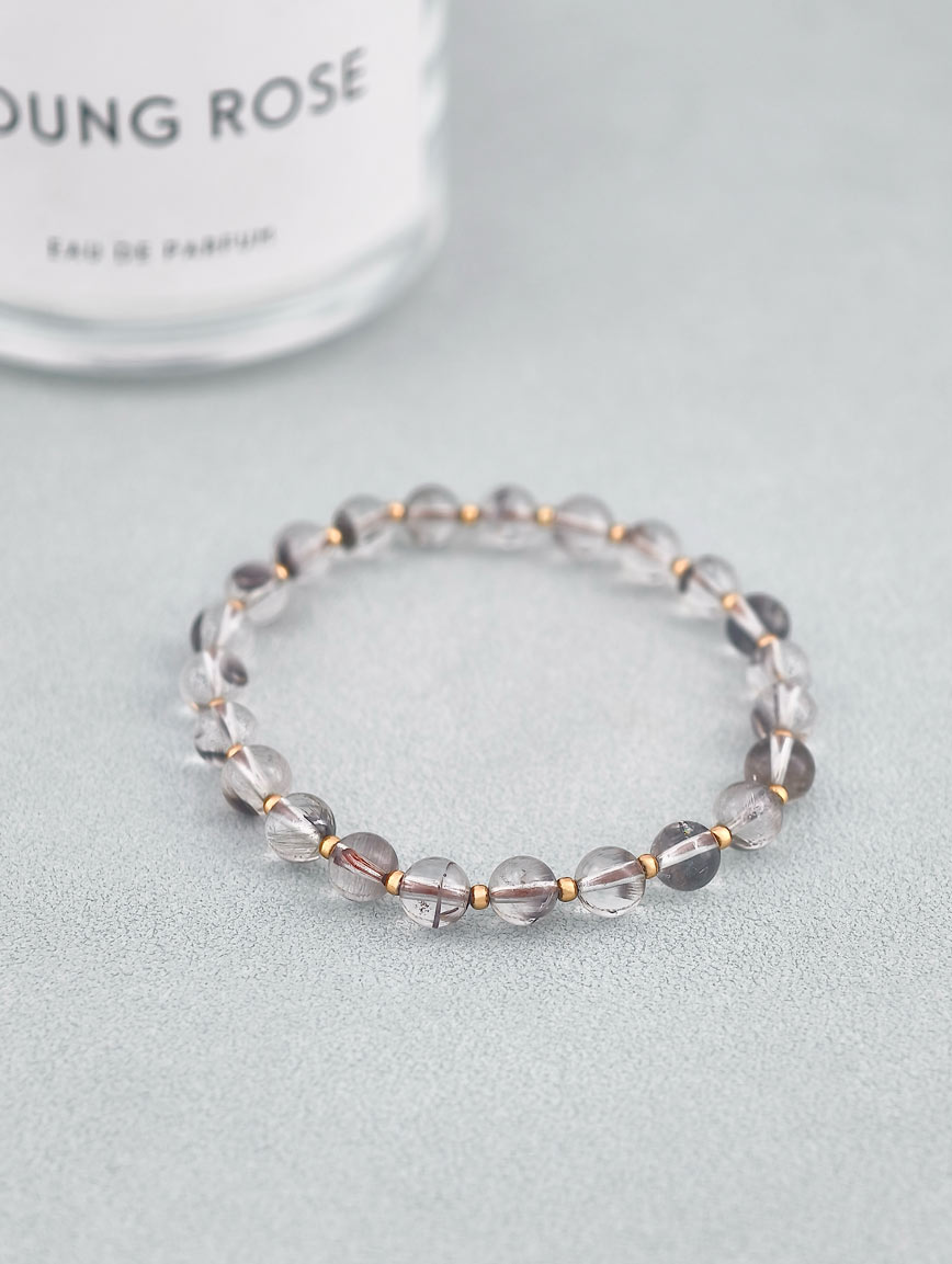 Natural Silver Rutilated Quartz Simple Style Bracelet