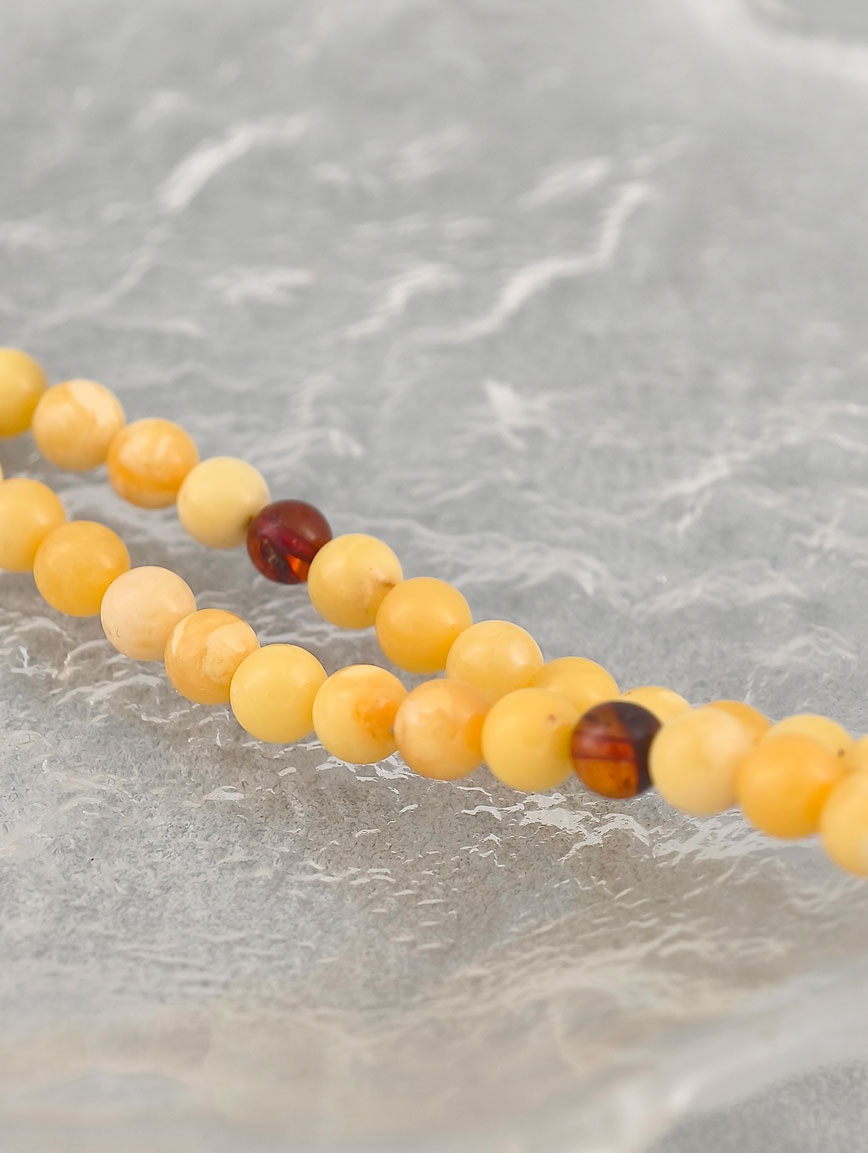 Natural Beeswax and Blood Amber Multi-Circle Bracelet