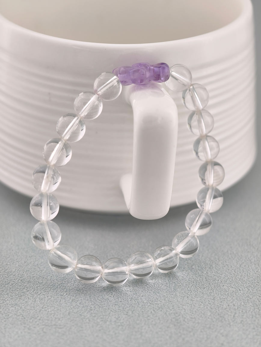Clear Quartz and Amethyst Bow Bracelet