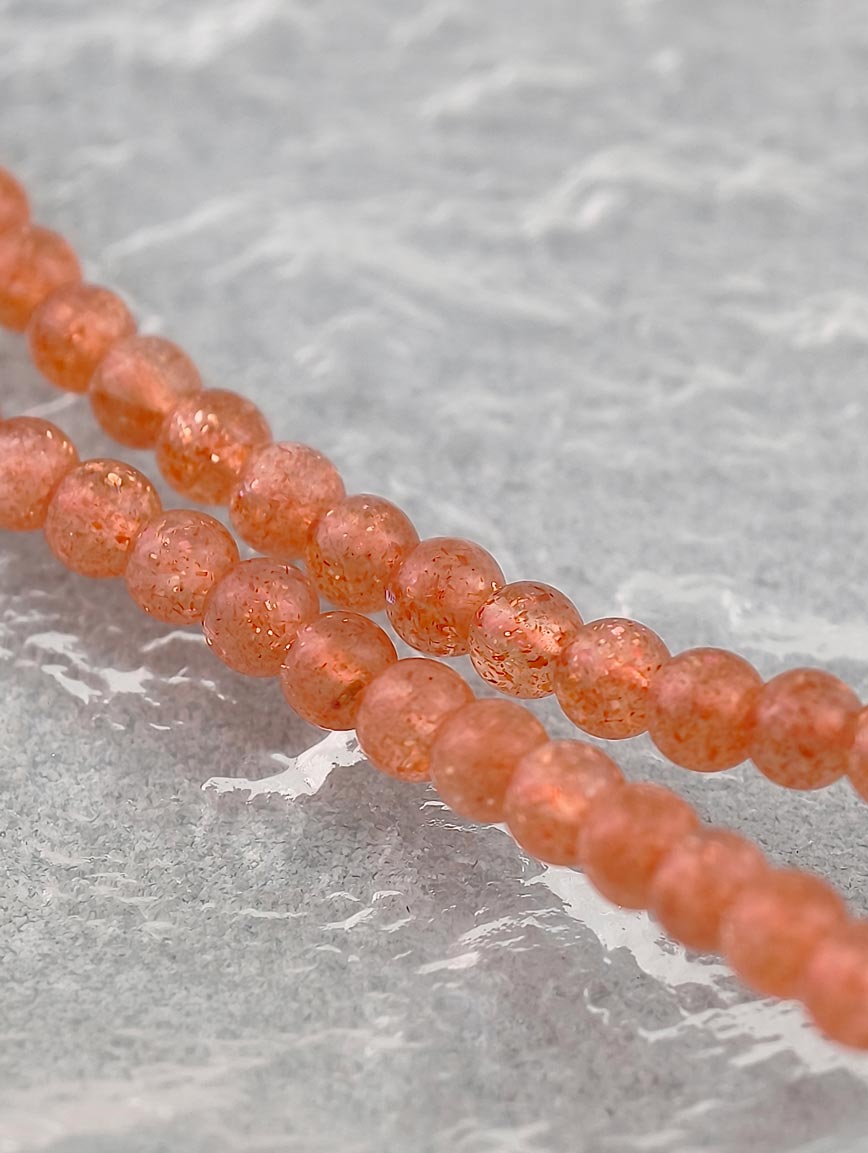 Natural Golden Strawberry Quartz Three-Wrap Bracelet
