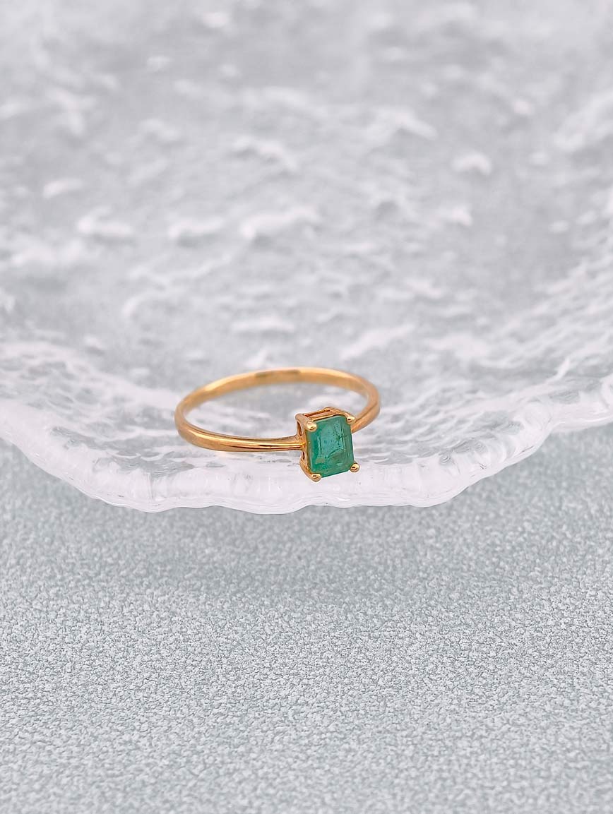 Natural Square Emerald Ring
