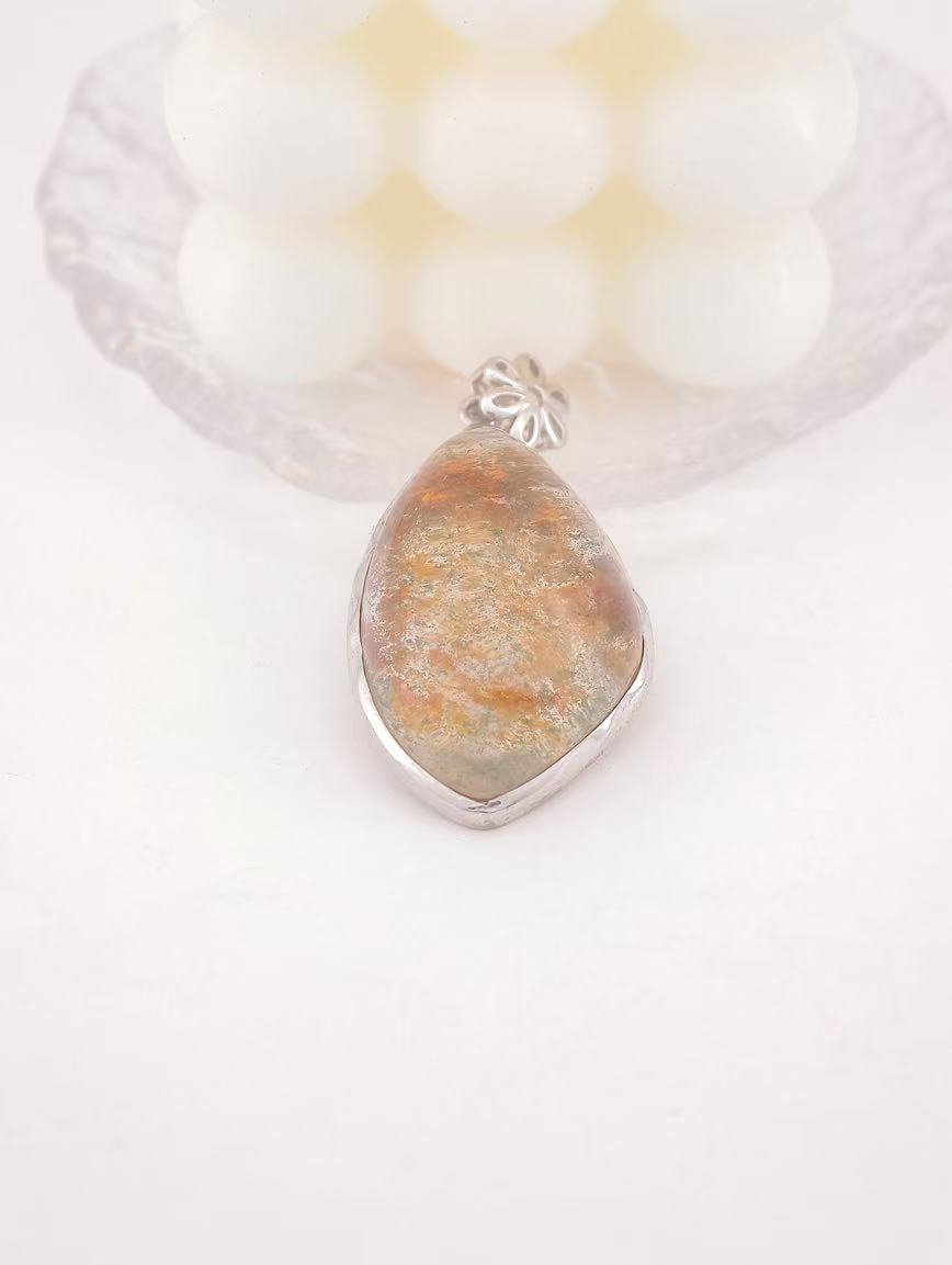 Natural Colorful Phantom Delicate Style Sterling Silver Pendant