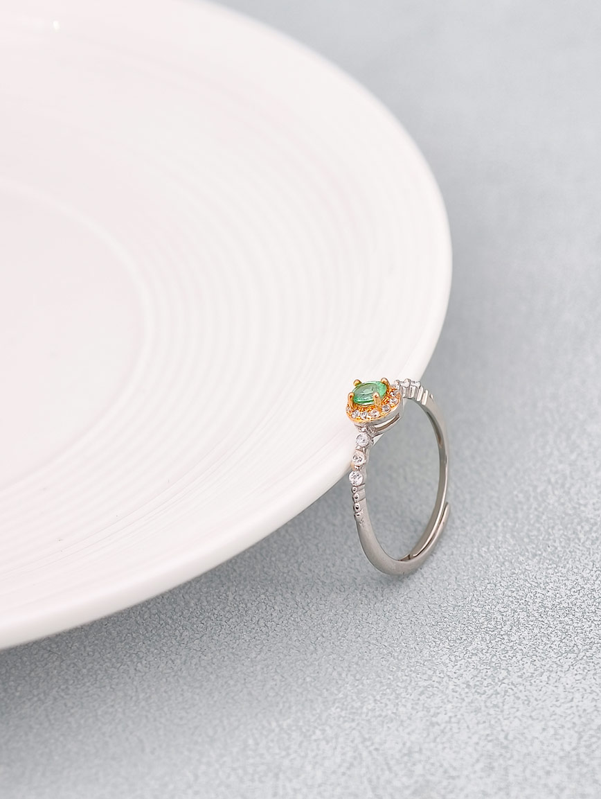 Gold Plated Sterling Silver Natural Emerald Design Ring