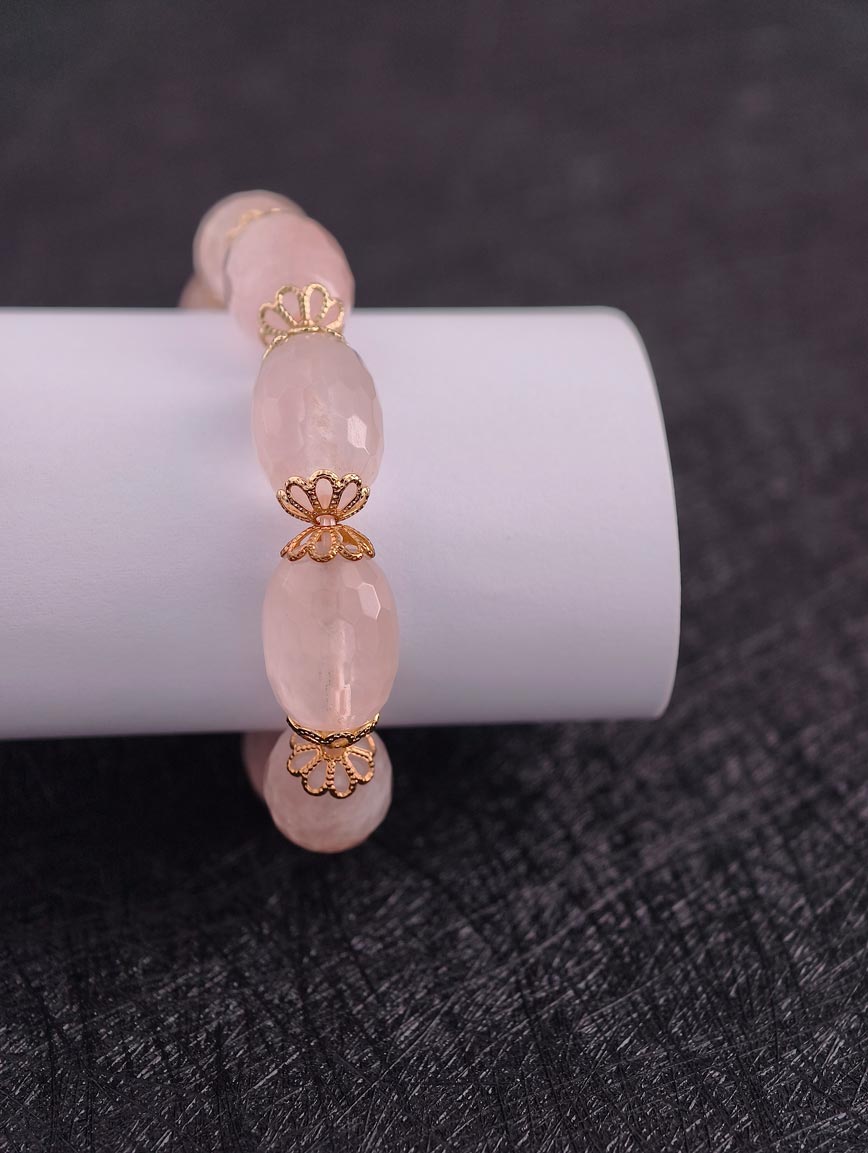 Natural Date Shaped Rose Quartz Bracelet