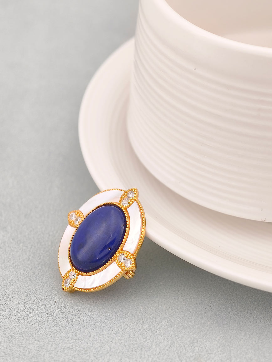 Natural Lapis Lazuli Brooch and Pendant Dual-purpose