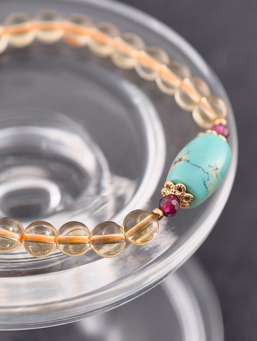 Natural Citrine and Turquoise Garnet Bracelet