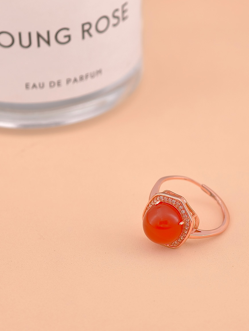 Natural South Red Agate Ring