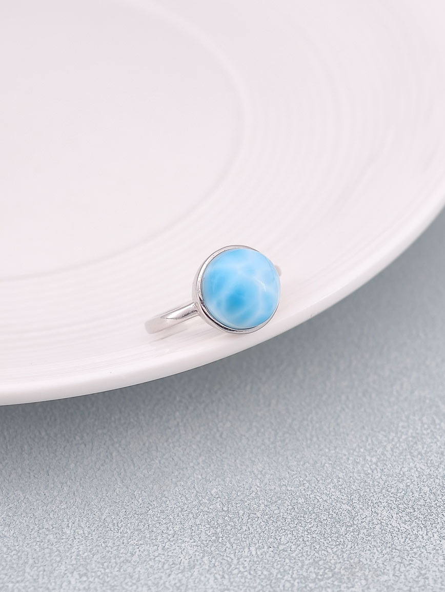 Top Quality Icy Larimar Sterling Silver Ring