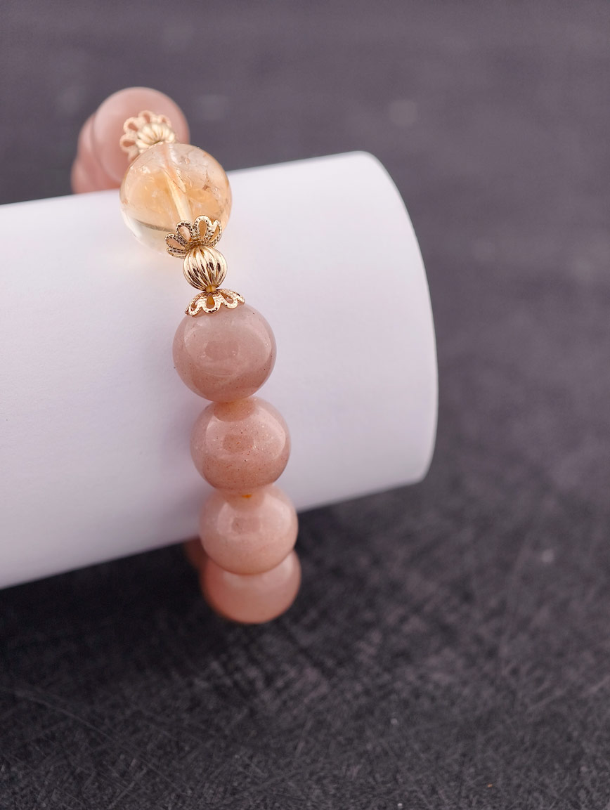 Orange Moonstone and Citrine Simple Style Bracelet