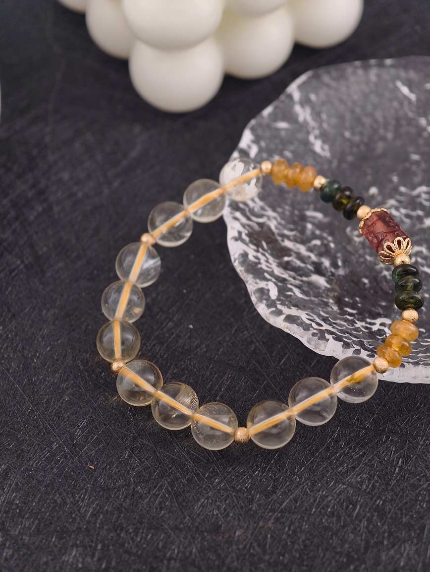 Natural Citrine and Tourmaline Bracelet