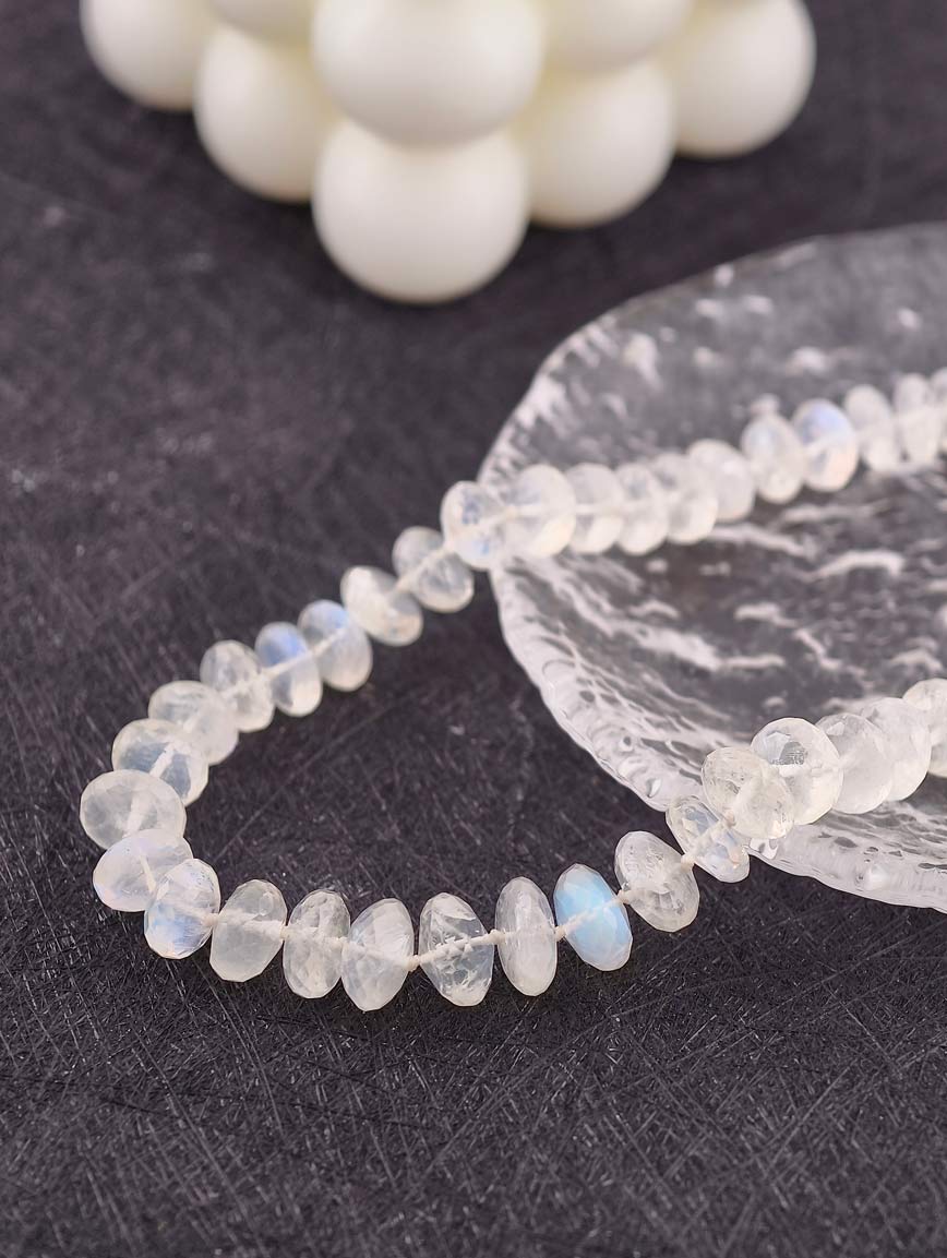 Natural Abacus Bead Moonstone Necklace
