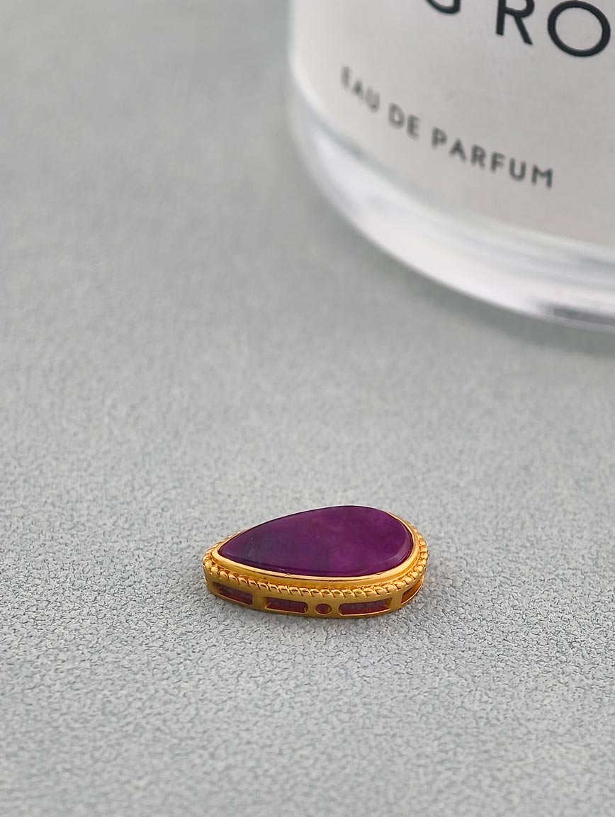 18K Gold Inlaid Natural Water Drop Shaped Sugilite DIY Accessory