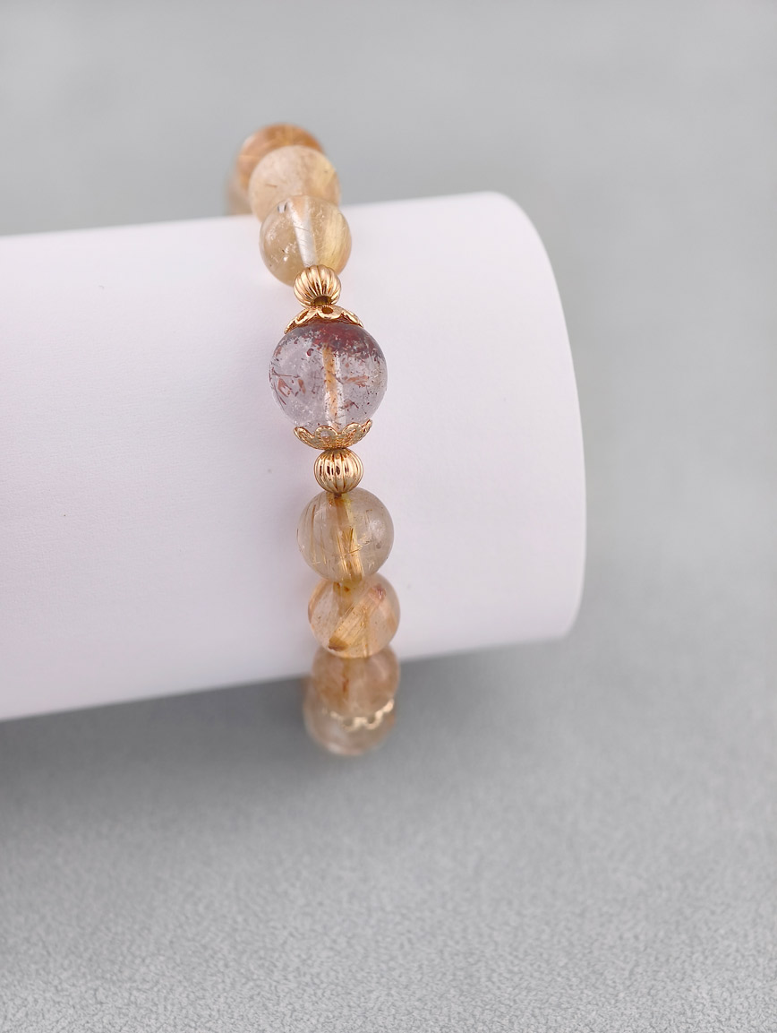 Natural Rutilated Quartz and Super Seven Bracelet
