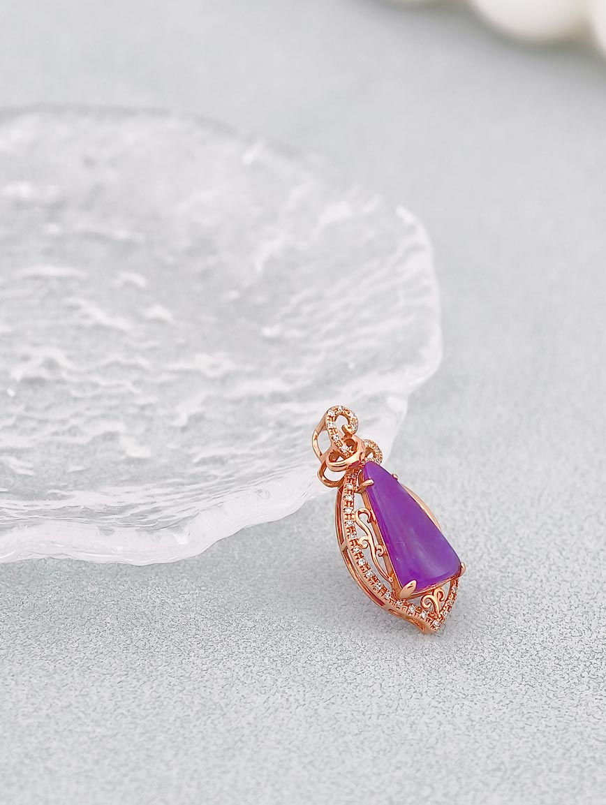 18K Gold Sugilite Diamond Pendant