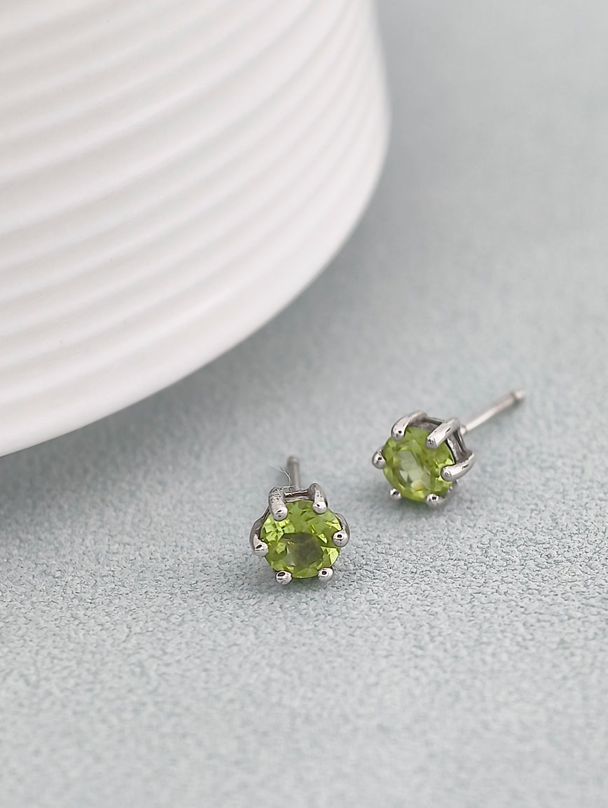 Natural Peridot Sterling Silver Earrings