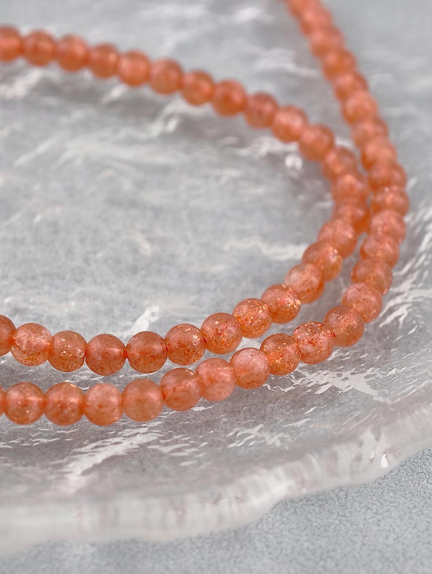 Natural Golden Strawberry Quartz Three-Wrap Bracelet