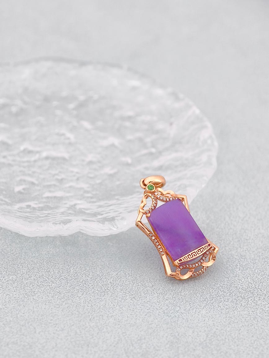18K Gold Natural Sugilite Pendant
