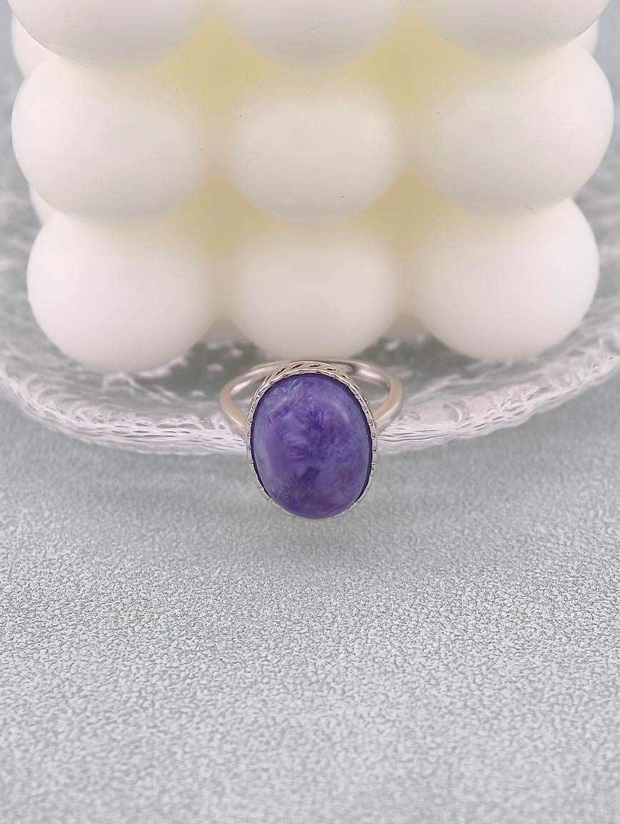 Natural Charoite Delicate Ring