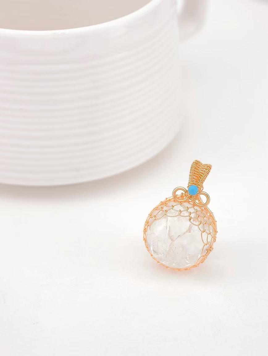 Natural Clear Quartz Ball Pendant