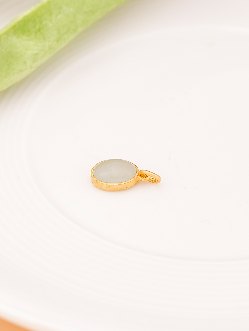 Natural White Jadeite Sterling Silver Pendant