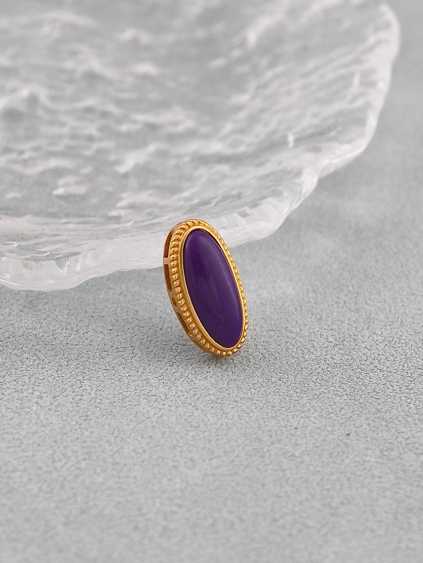 18K Gold Inlaid Oval Sugilite DIY Accessory