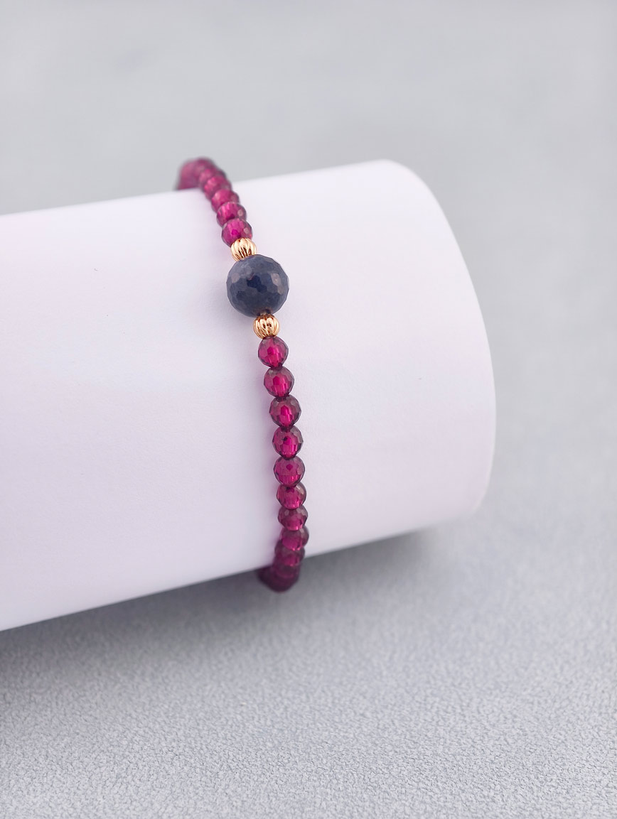 Natural Garnet and Sapphire Bracelet