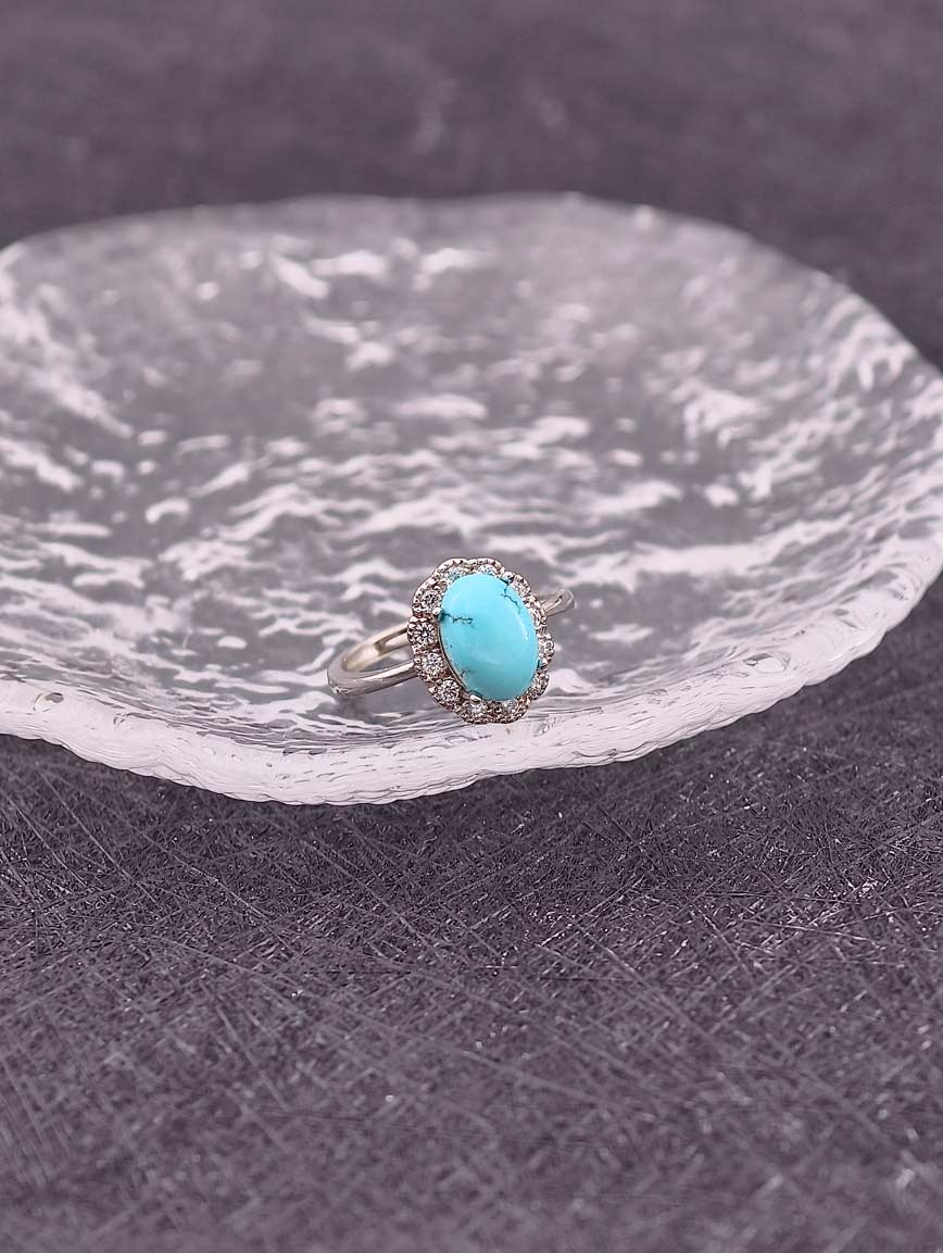 Sterling Silver Gold Plated Natural Turquoise Ring