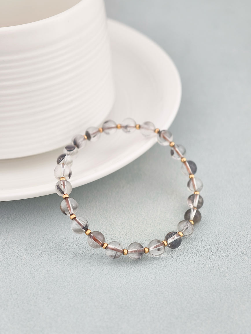 Natural Silver Rutilated Quartz Simple Style Bracelet