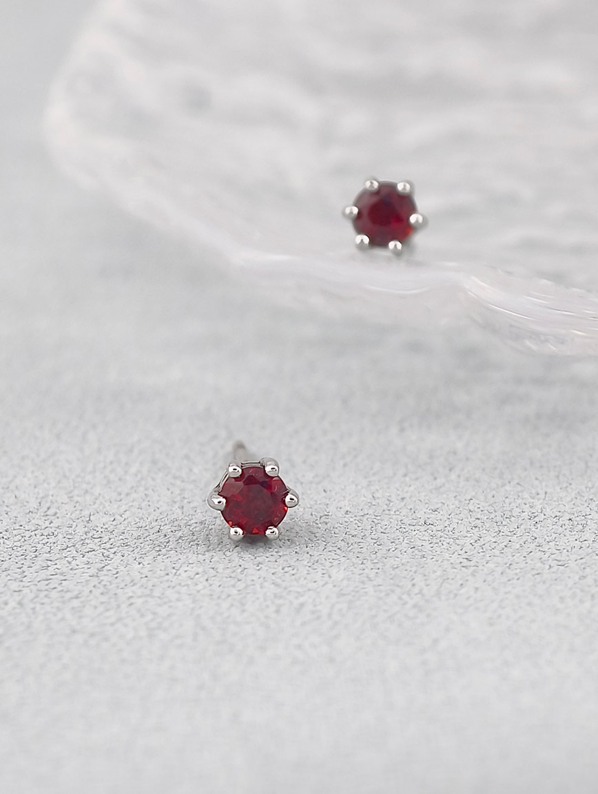 Natural Garnet Sterling Silver Earrings