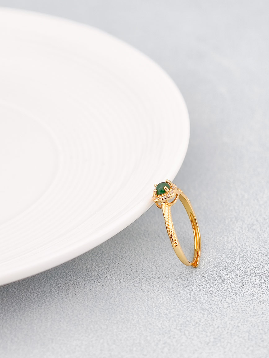 S925 Silver Natural Jadeite Fashion Ring