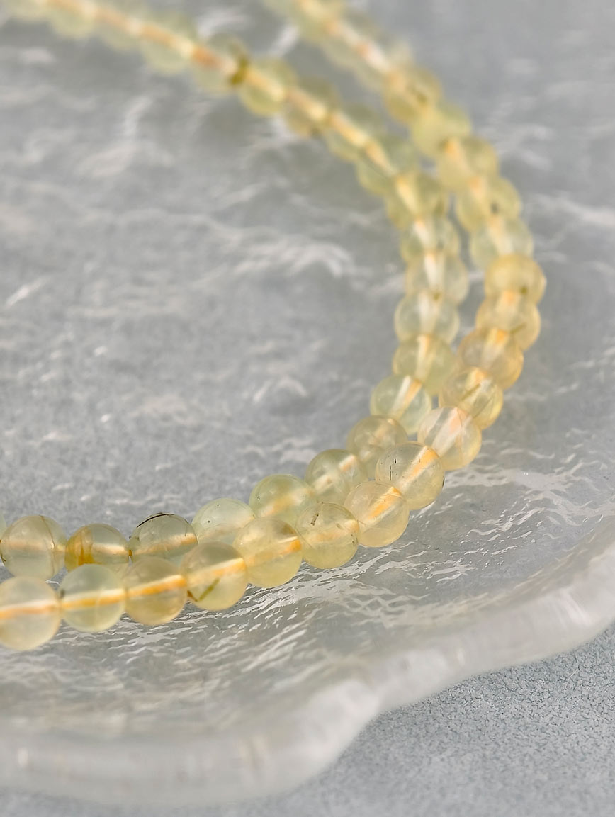 Natural Golden Prehnite Three-Wrap Bracelet