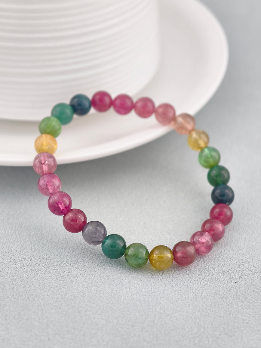 Natural Brazilian Old-Mine Rainbow Tourmaline Bracelet